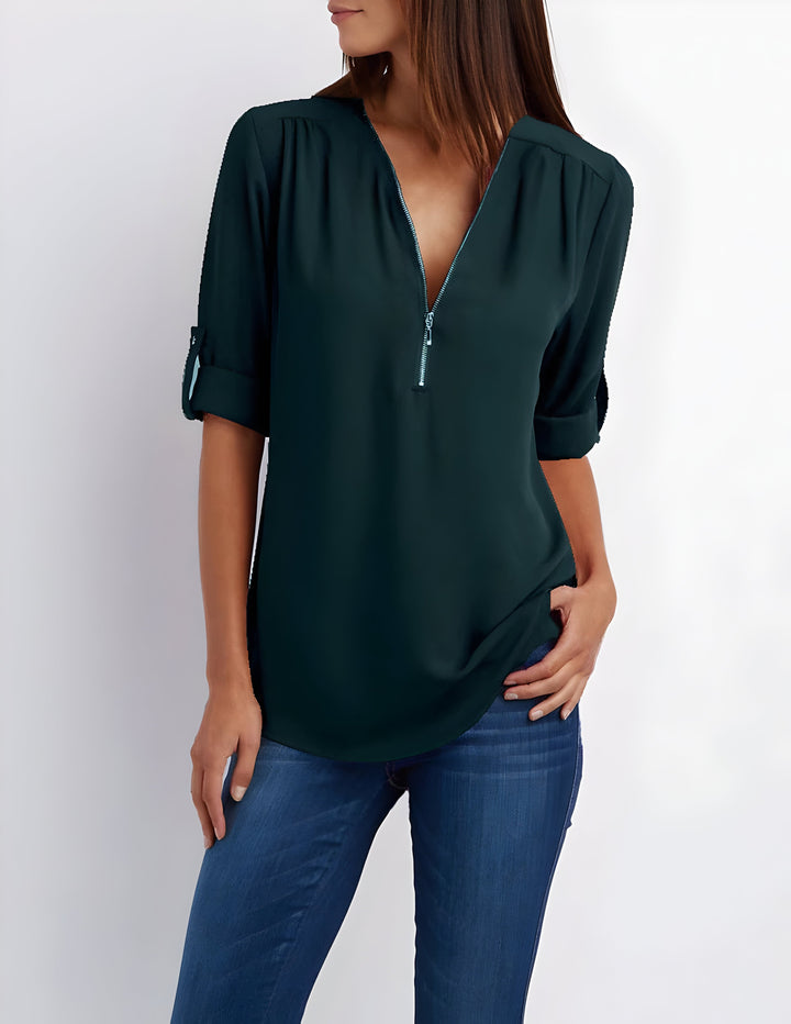 Amaya Verfijnde Blouse met Ritssluiting