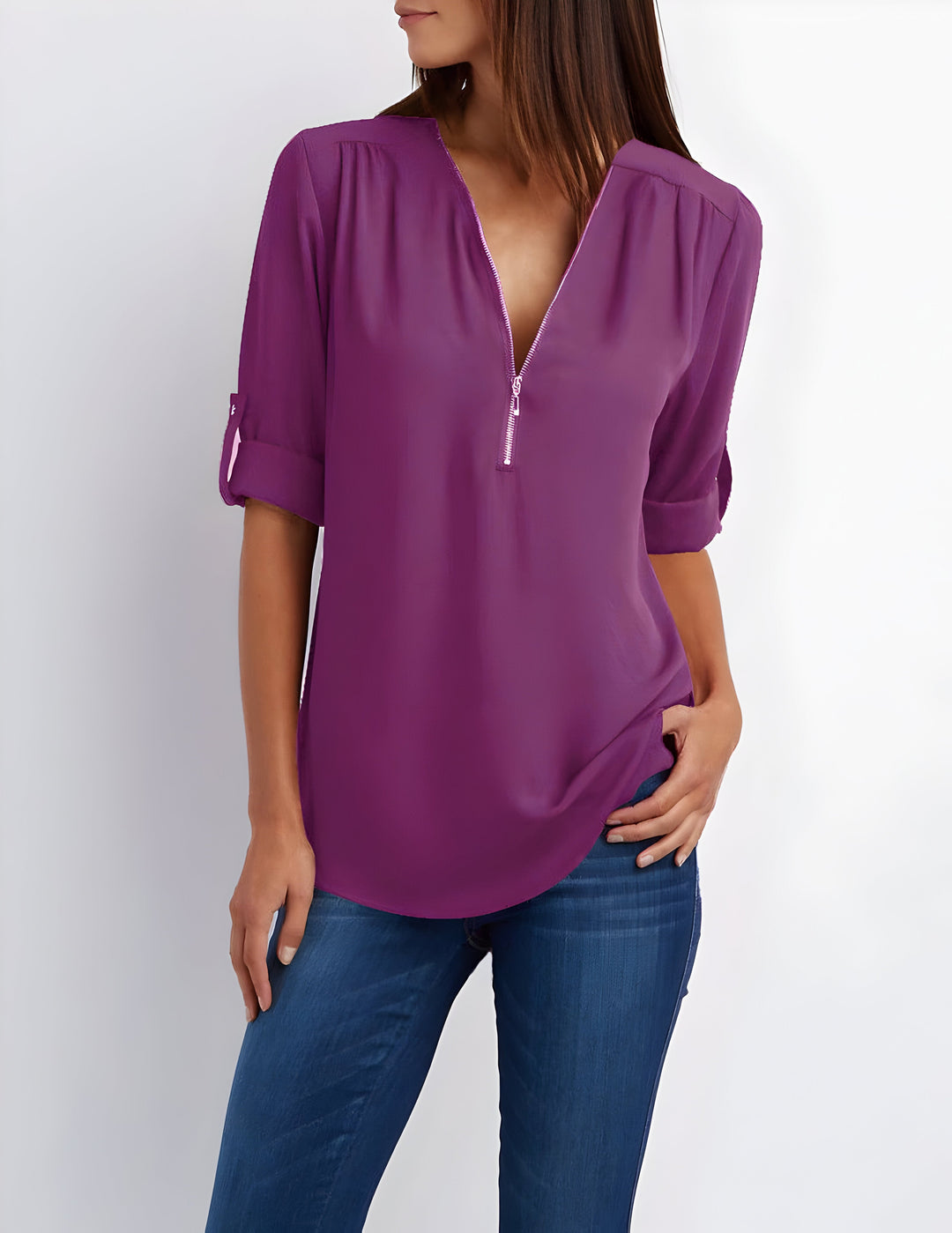Amaya Verfijnde Blouse met Ritssluiting