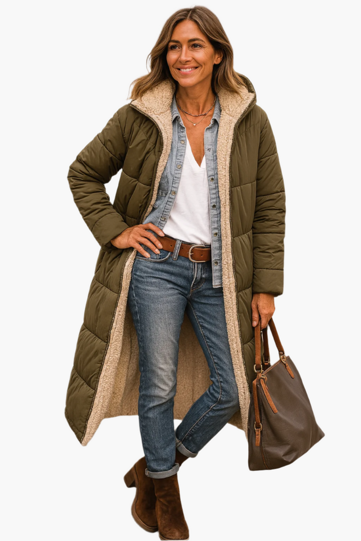 Noa | Dames Lange Warme Winterjas met Ritssluiting
