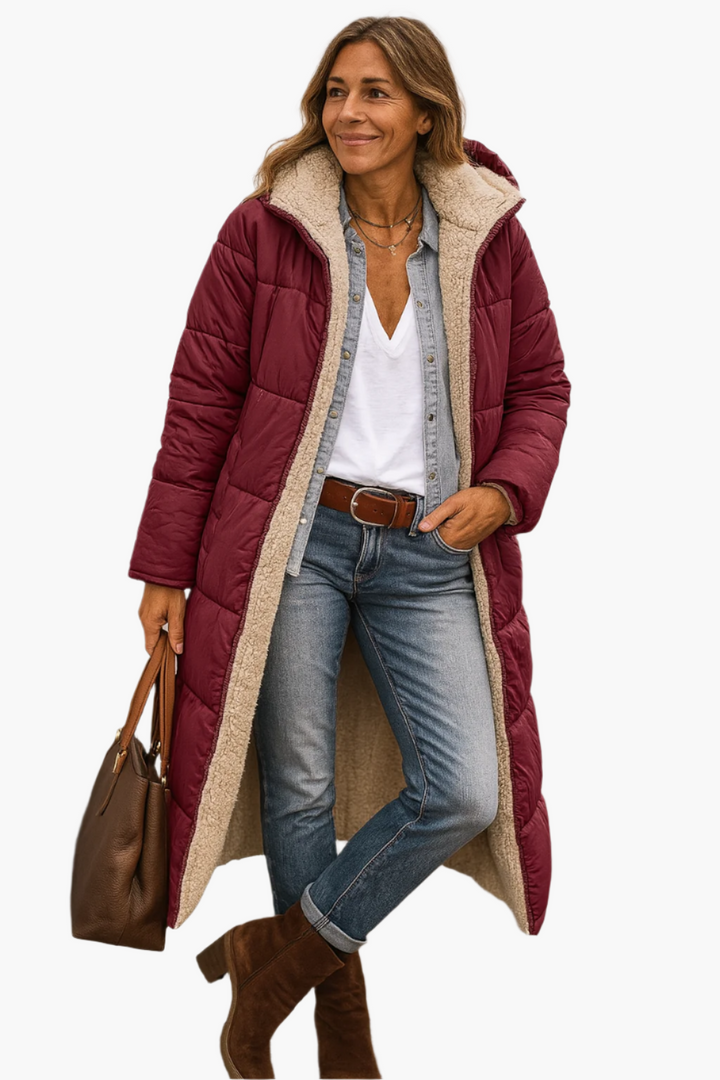 Noa | Dames Lange Warme Winterjas met Ritssluiting