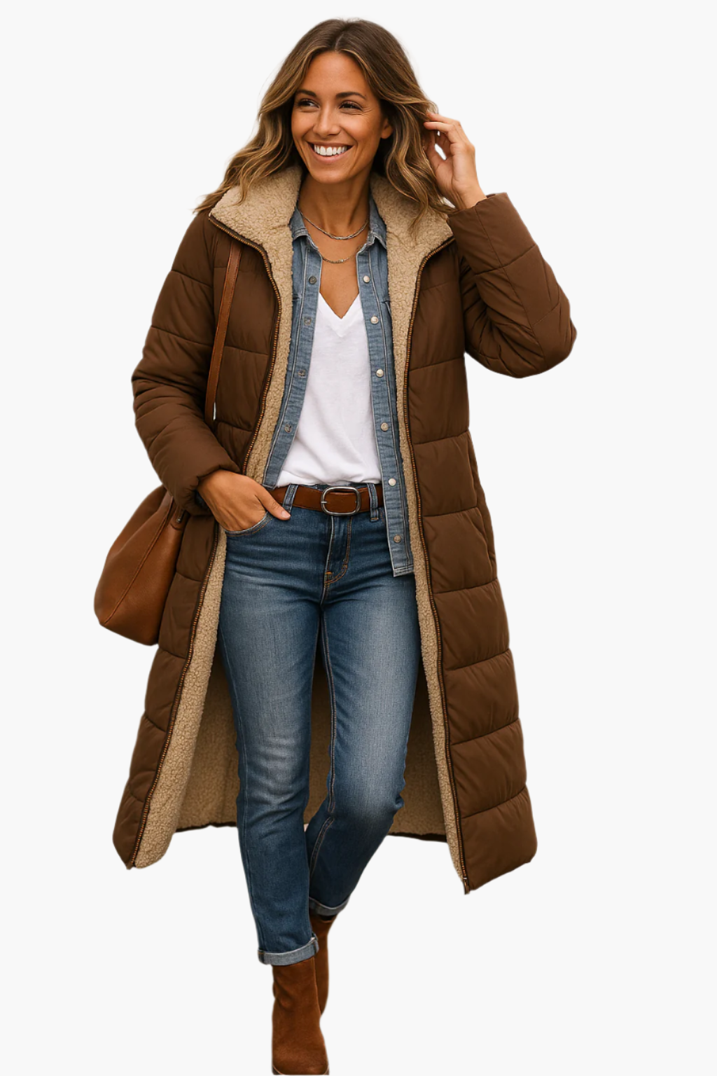 Noa | Dames Lange Warme Winterjas met Ritssluiting