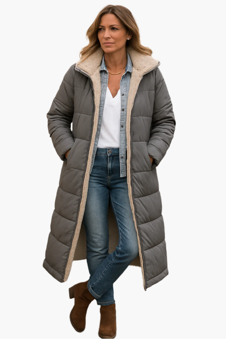 Noa | Dames Lange Warme Winterjas met Ritssluiting