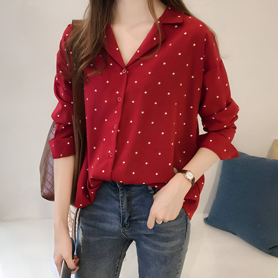 Clivia Tijdloze Blouse met Stippenprint