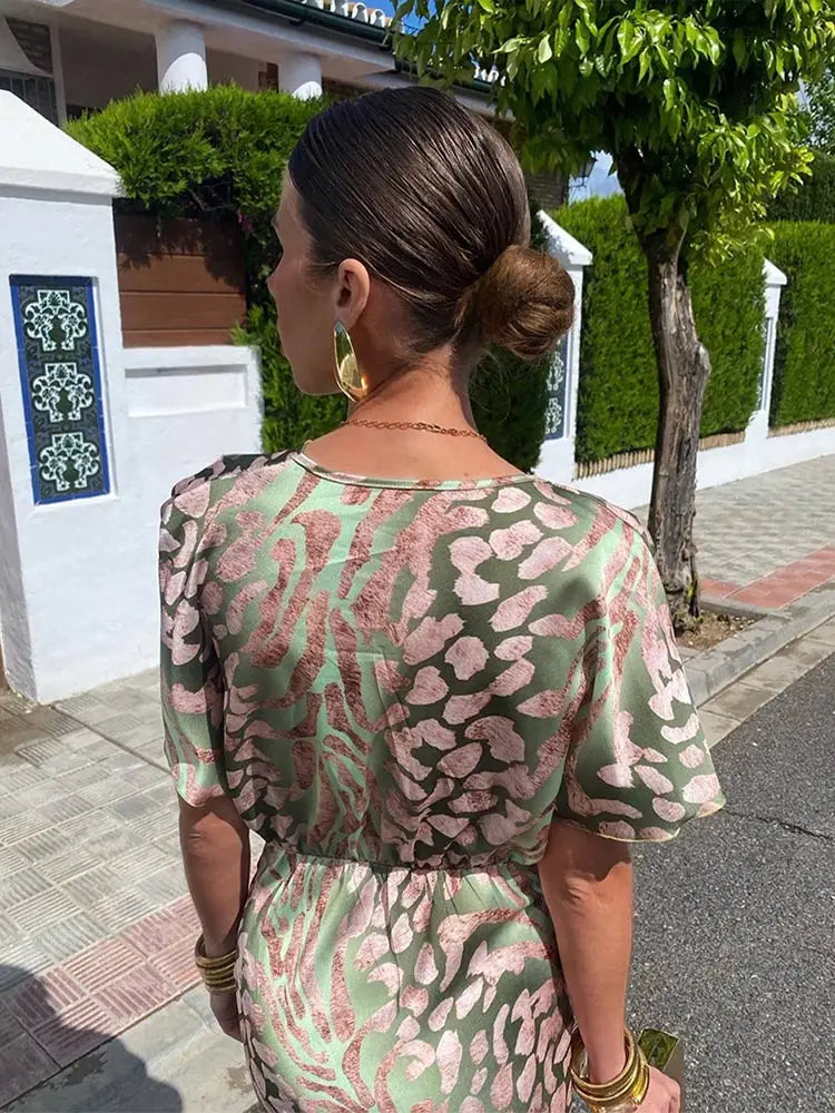 Famke Getailleerde Maxi Jurk met V-hals