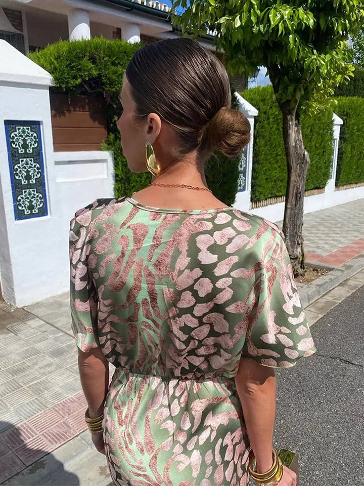 Famke Getailleerde Maxi Jurk met V-hals
