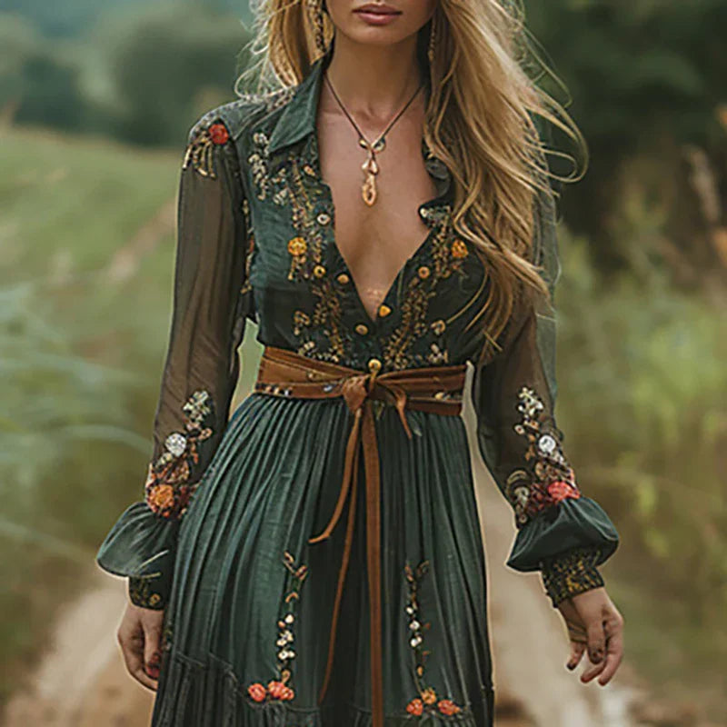 Selvara Stijlvolle Maxi Jurk met Bloemenprint