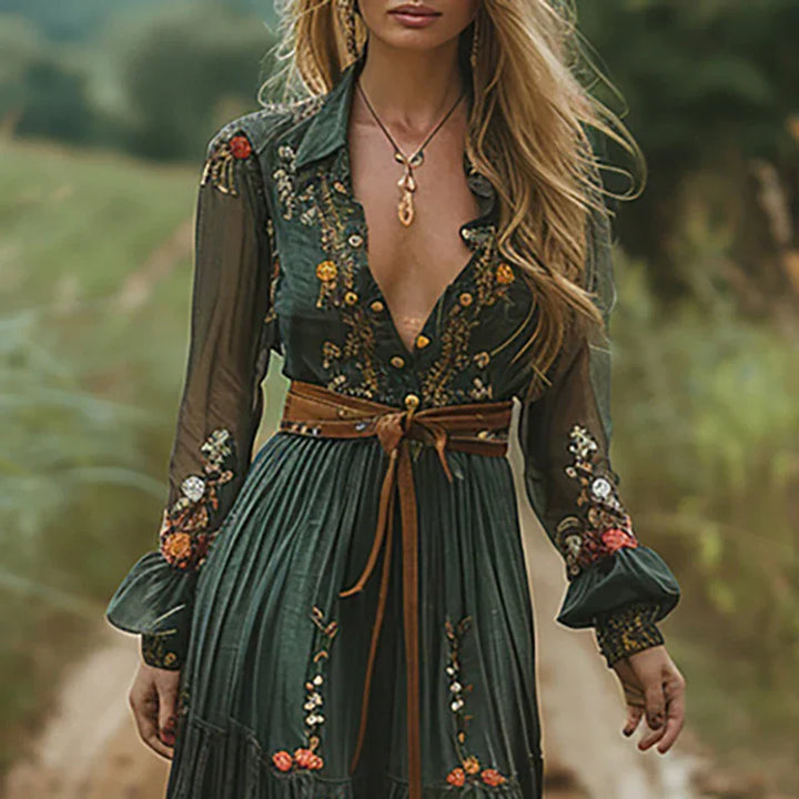 Selvara Stijlvolle Maxi Jurk met Bloemenprint