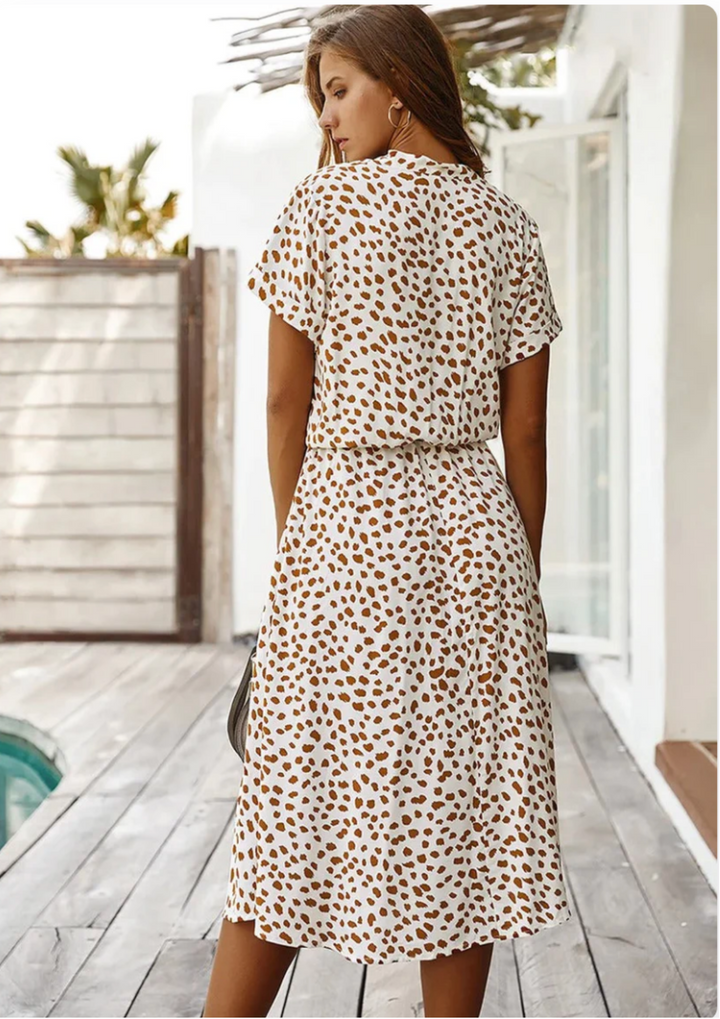Sienna Relaxte Midi Jurk met V-hals