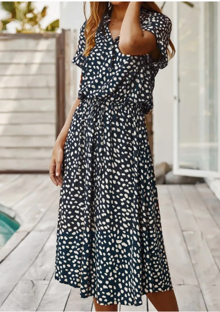 Sienna Relaxte Midi Jurk met V-hals