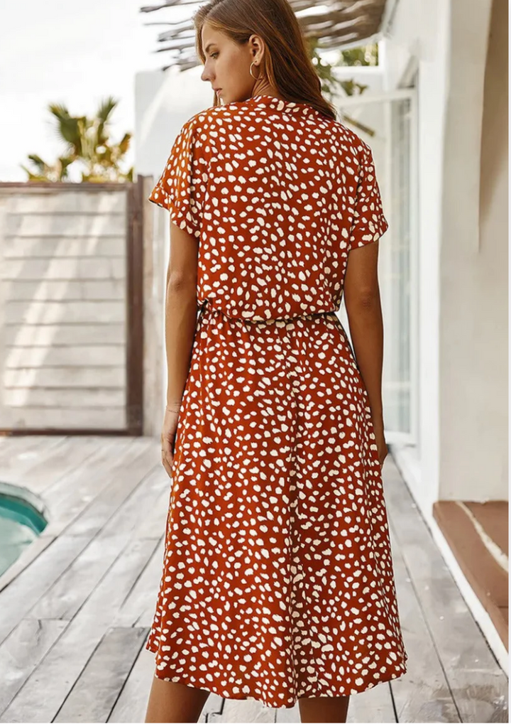 Sienna Relaxte Midi Jurk met V-hals