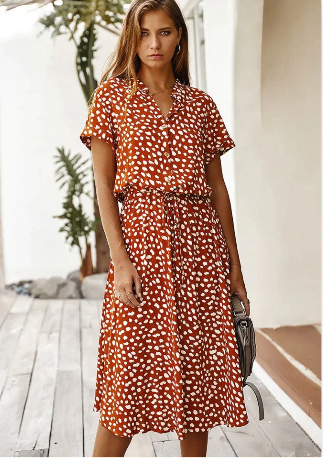 Sienna Relaxte Midi Jurk met V-hals