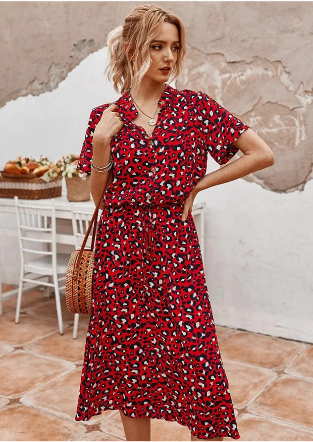 Sienna Relaxte Midi Jurk met V-hals