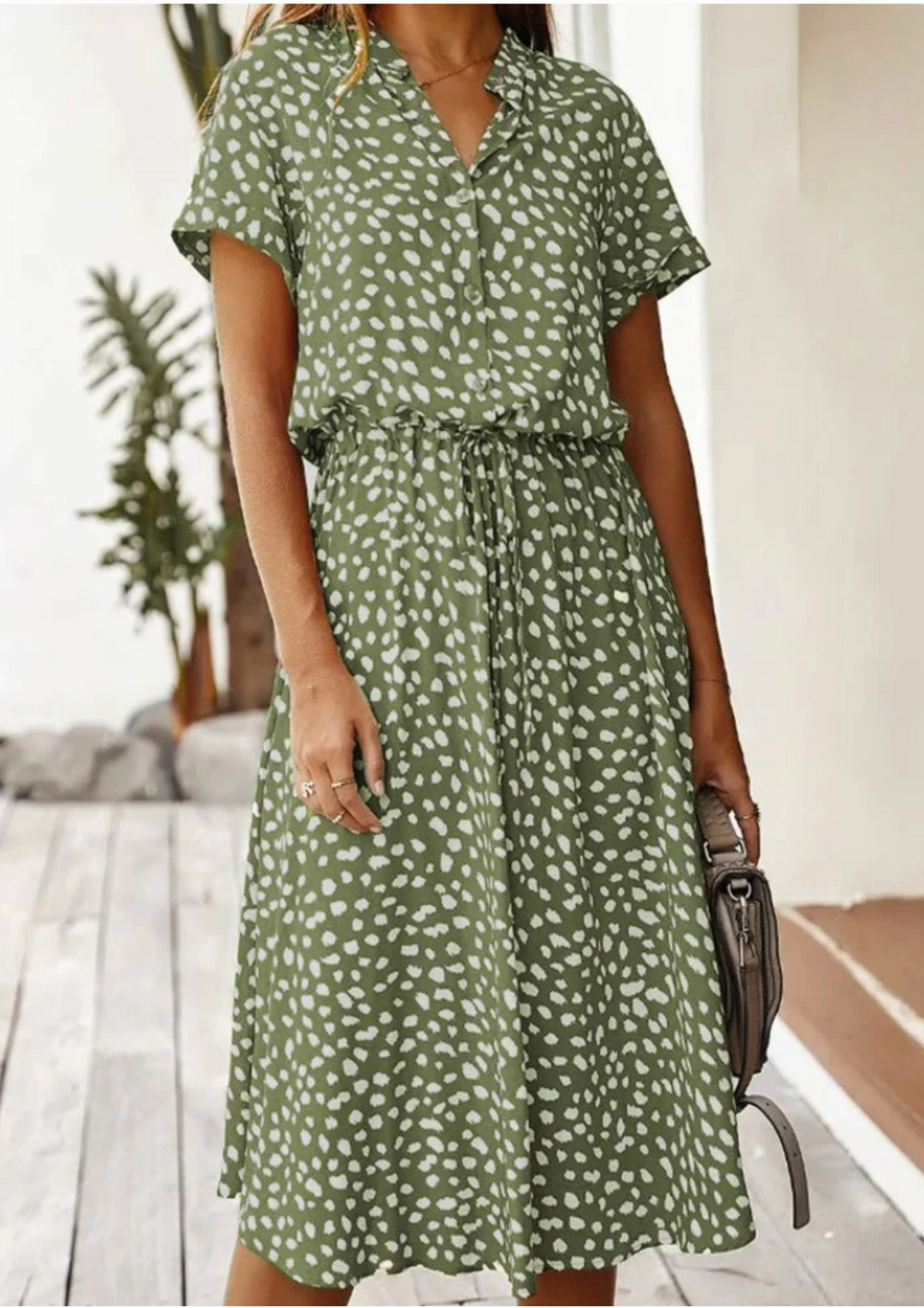 Sienna Relaxte Midi Jurk met V-hals