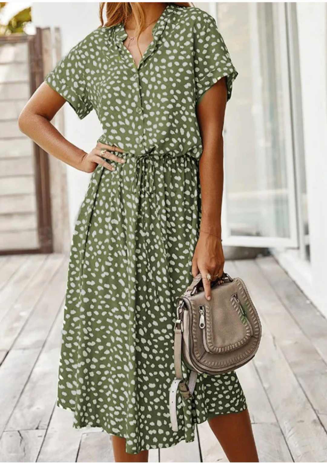 Sienna Relaxte Midi Jurk met V-hals