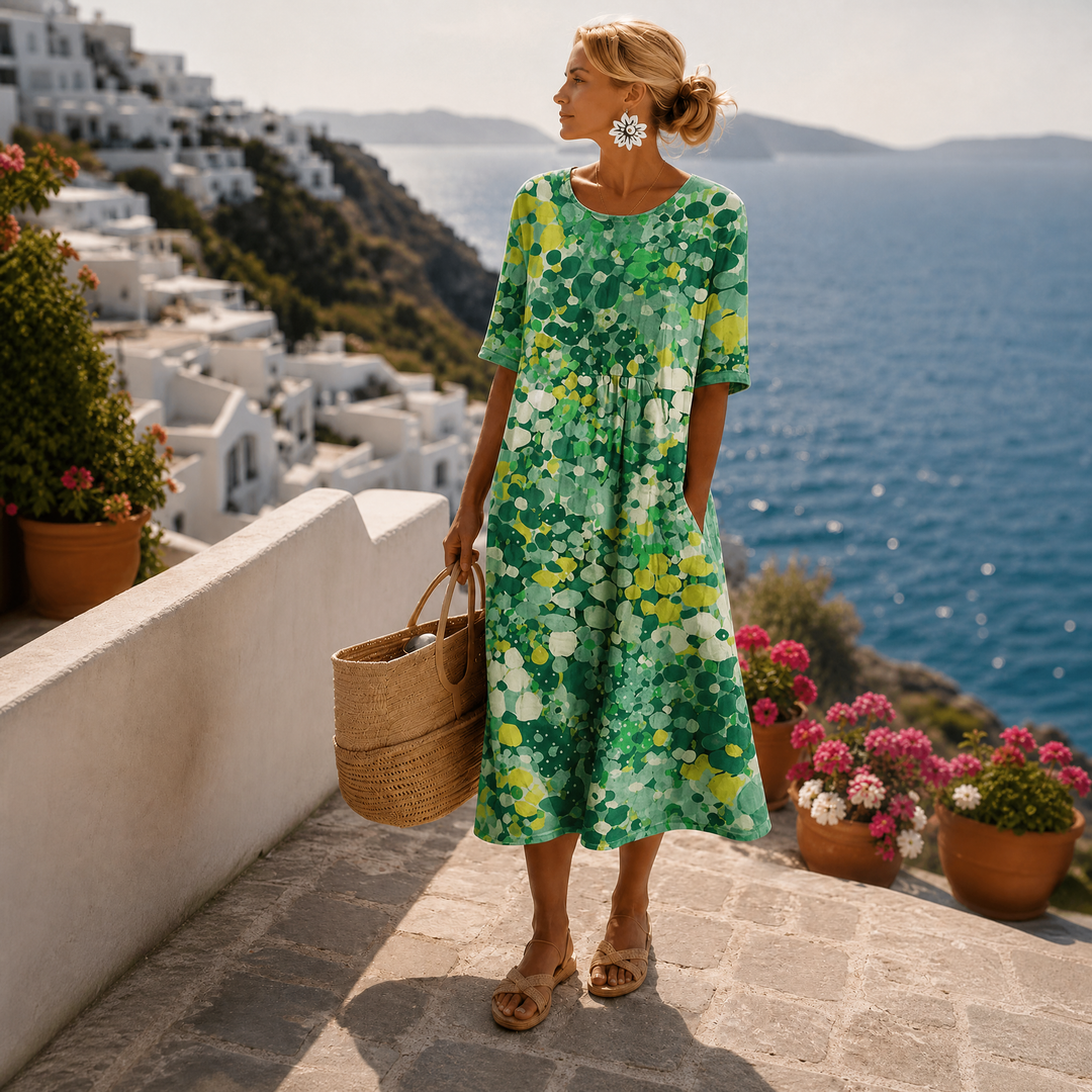 Dames Midi Zomerjurk met Bloemenprint