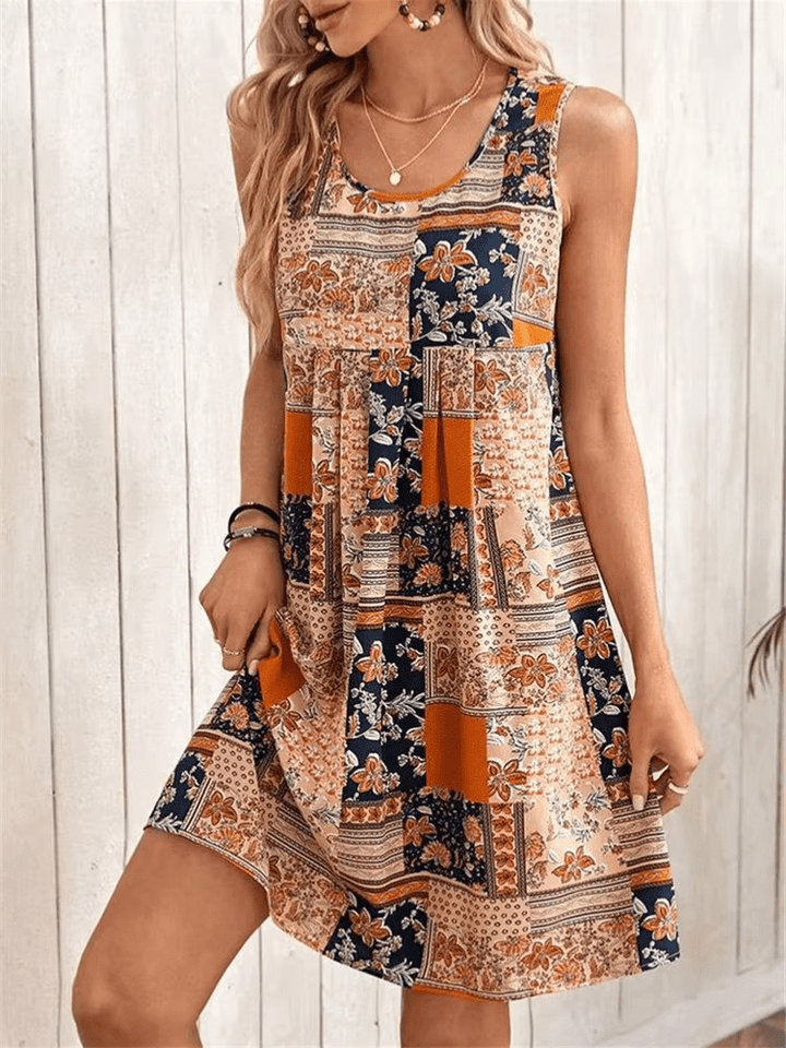 Indie Tijdloze Mini Jurk met Ronde hals