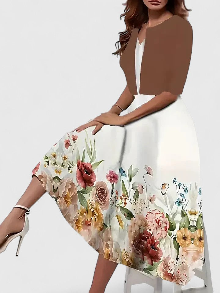 Chantal Getailleerde Midi Jurk