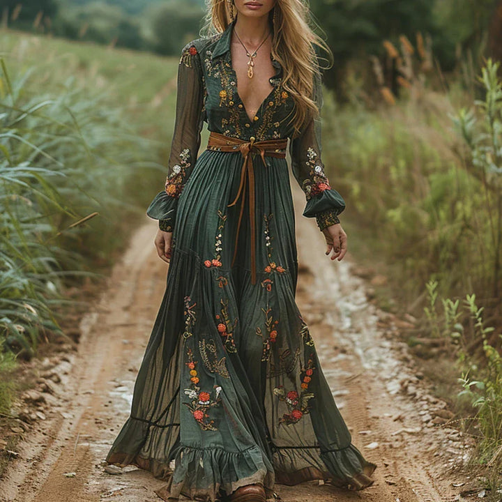 Selvara Stijlvolle Maxi Jurk met Bloemenprint