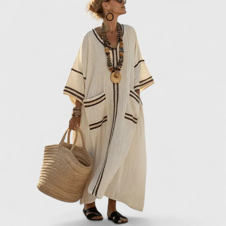 Sage Stijlvolle Maxi Jurk met V-hals