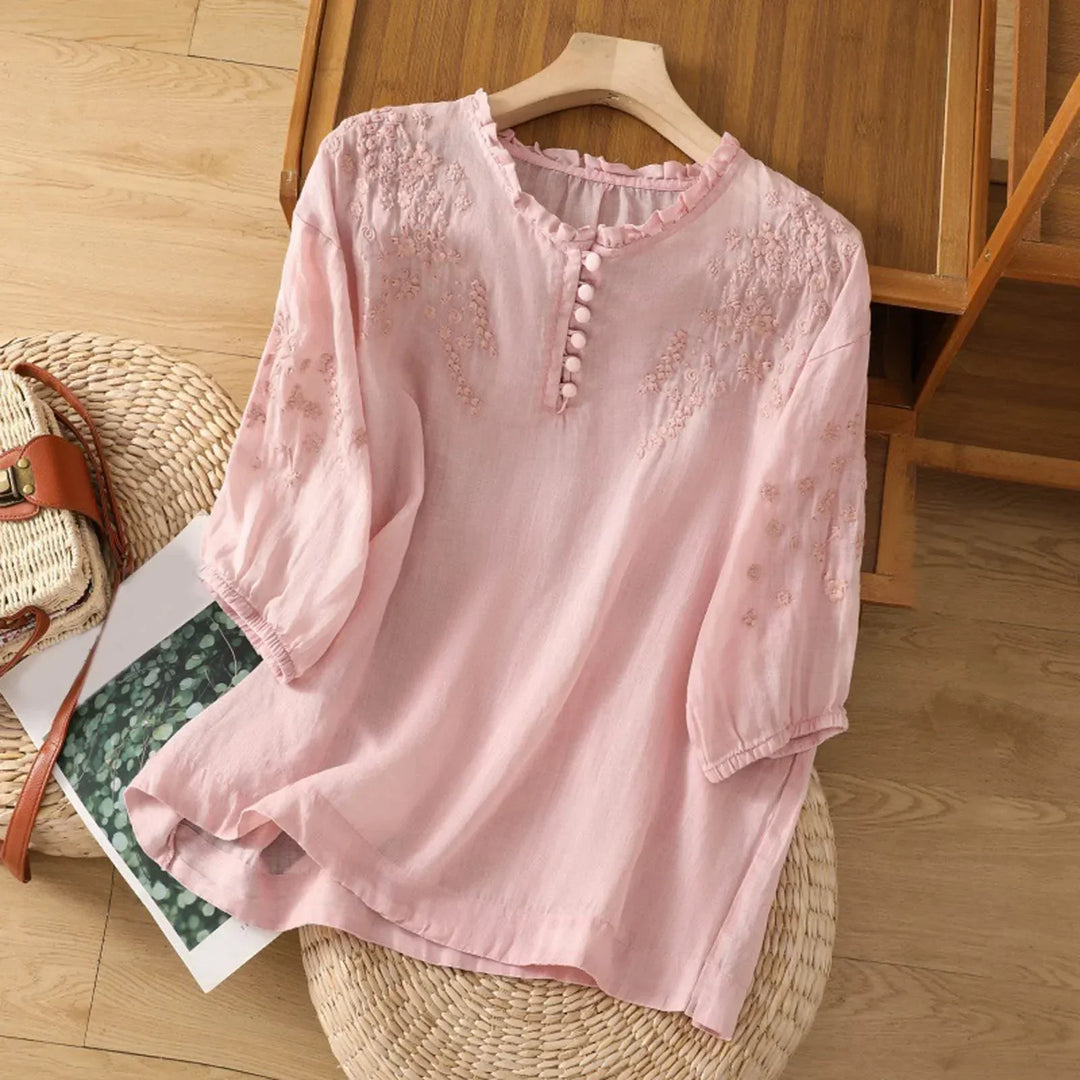Suzanne Tijdloze Blouse met Knoopdetails