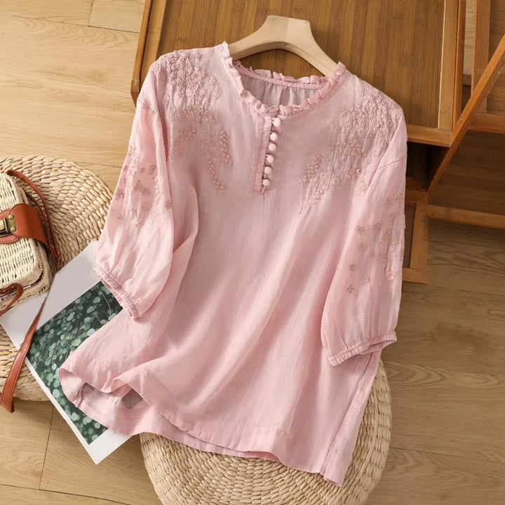 Suzanne Tijdloze Blouse met Knoopdetails