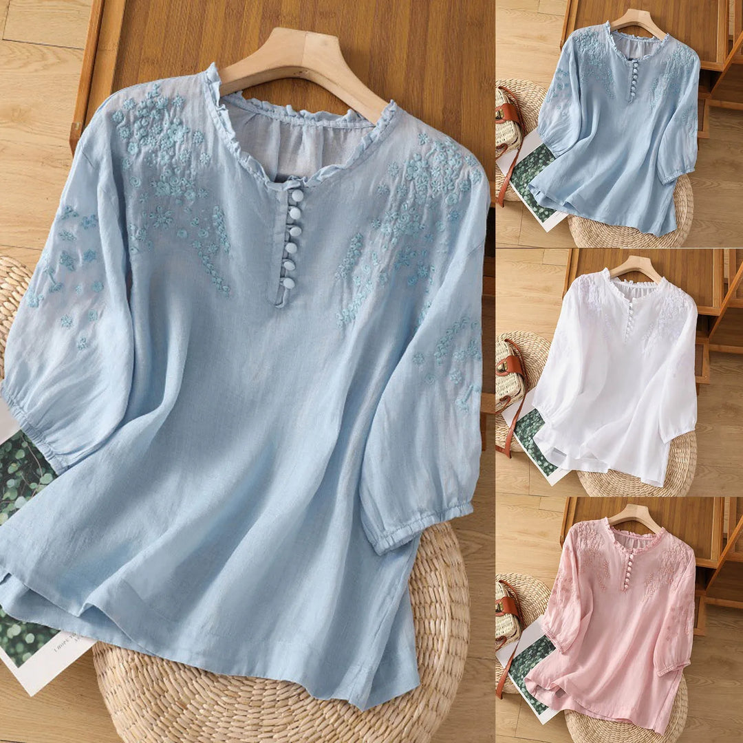 Suzanne Tijdloze Blouse met Knoopdetails