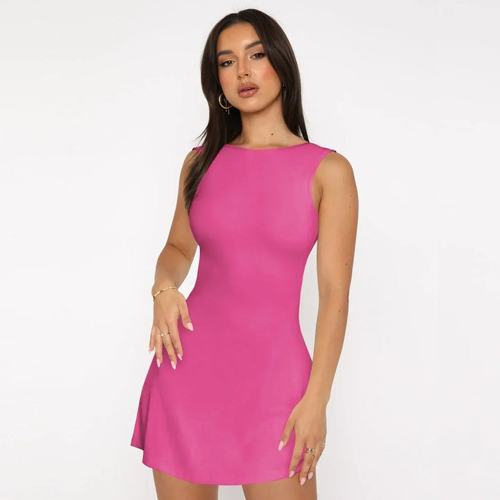 Sophie A-lijn Mini Jurk met Ronde hals
