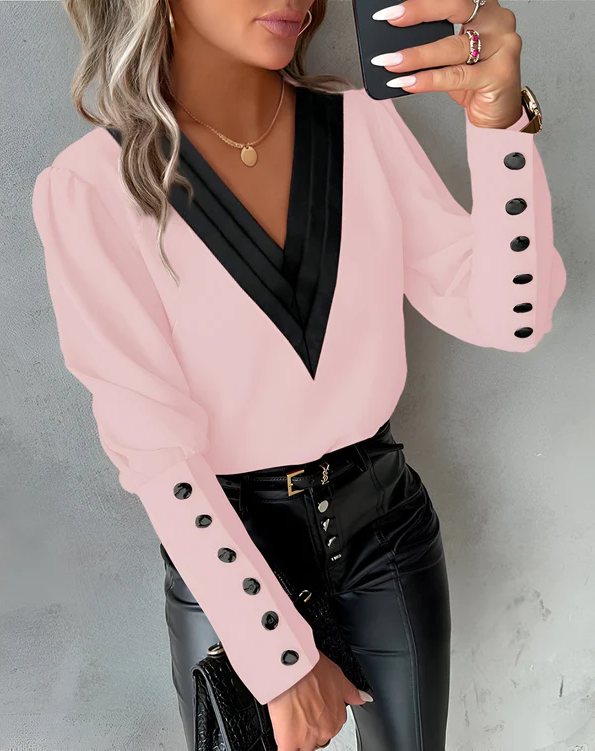 Leanne Tijdloze Blouse met V-hals