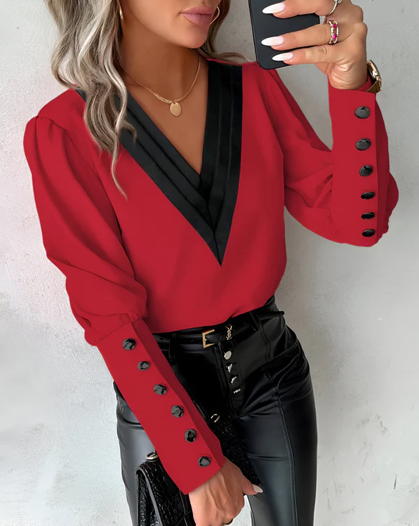 Leanne Tijdloze Blouse met V-hals