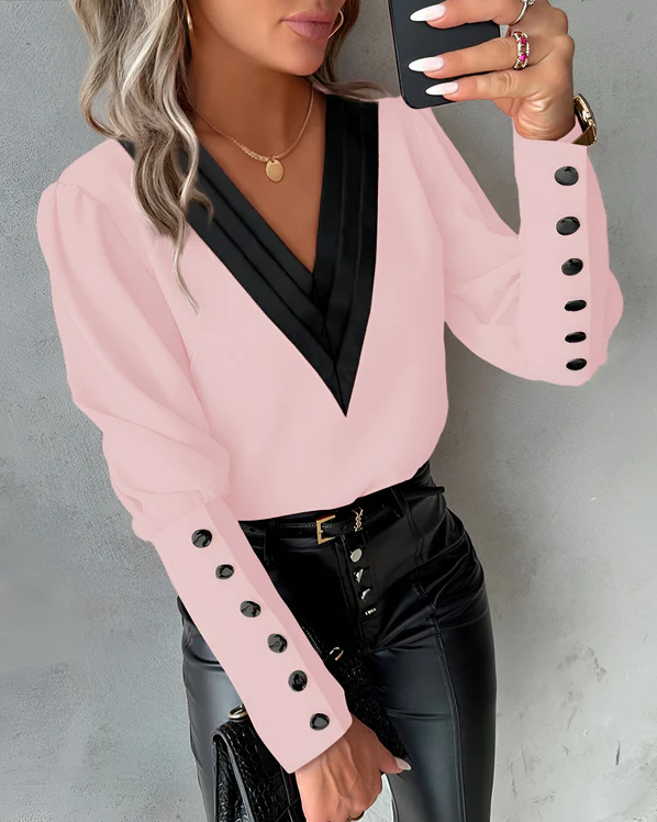 Leanne Tijdloze Blouse met V-hals