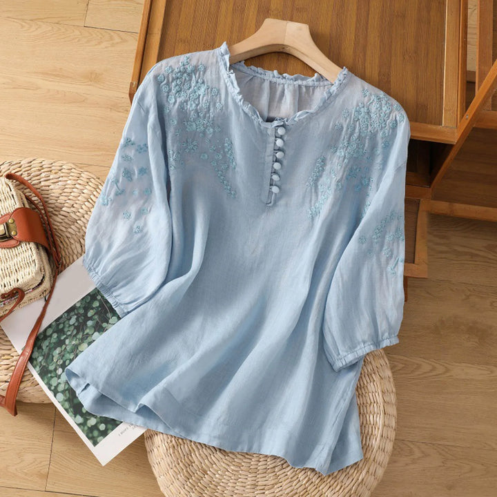 Suzanne Tijdloze Blouse met Knoopdetails
