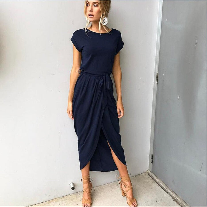 Nina Verfijnde Maxi Jurk met Split
