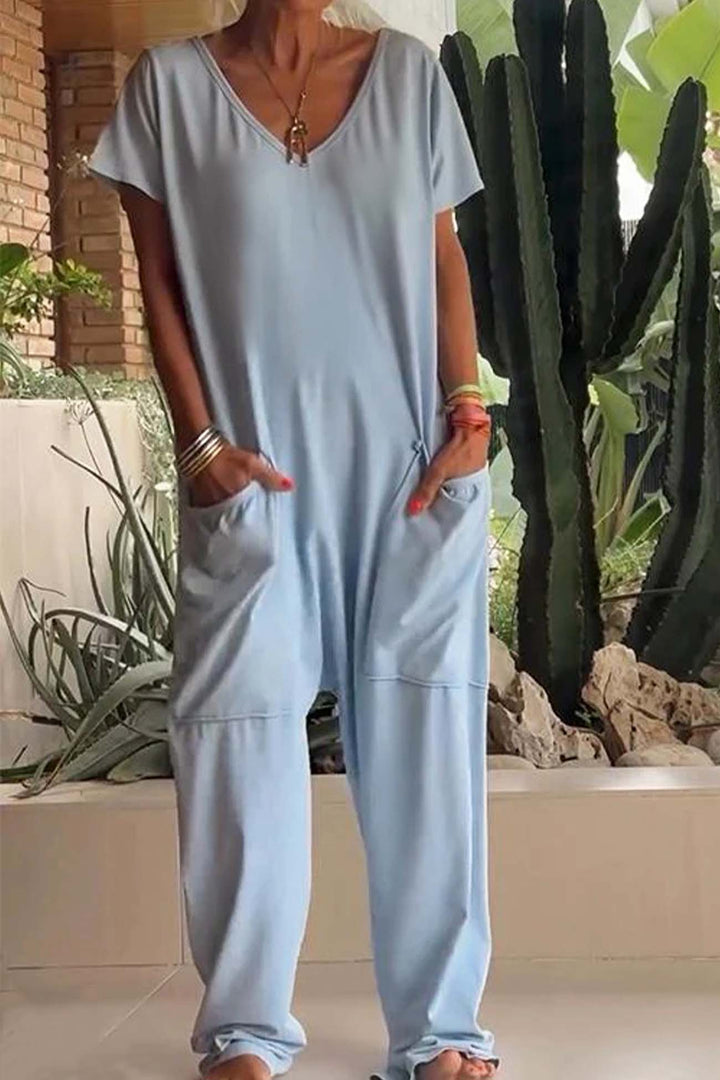 Breezy Relaxte Jumpsuit met V-hals
