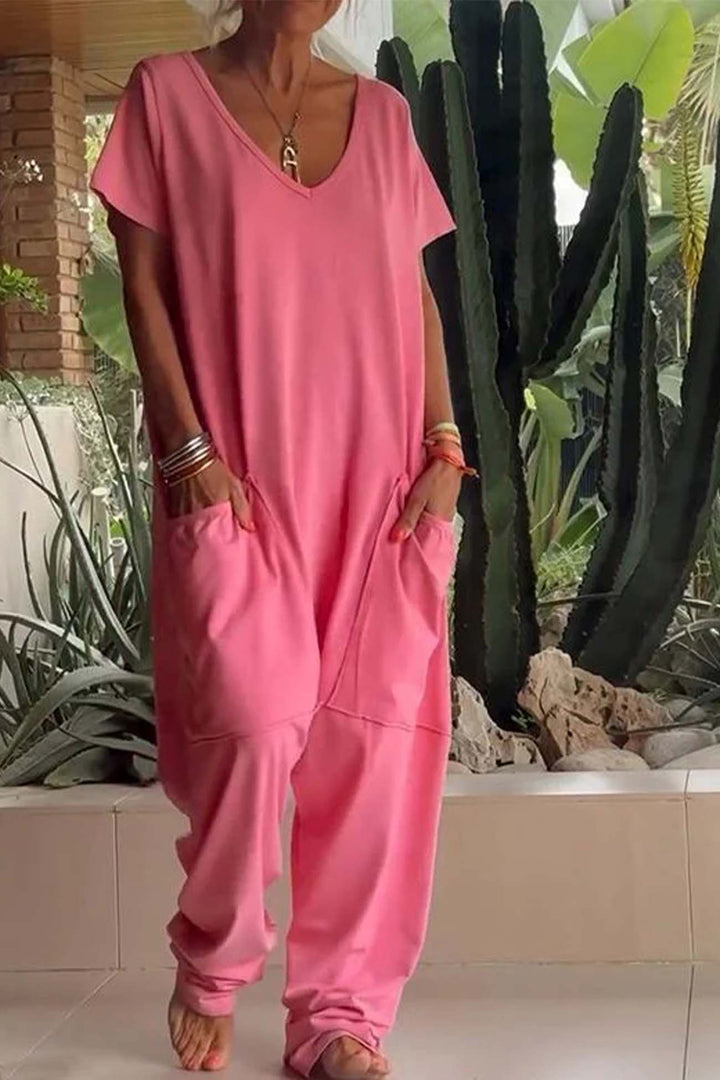 Breezy Relaxte Jumpsuit met V-hals