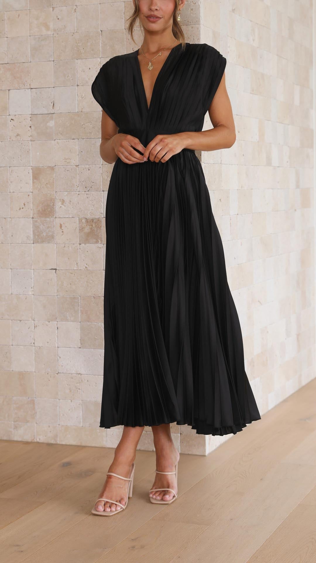 Maria Tijdloze Maxi Jurk met V-hals