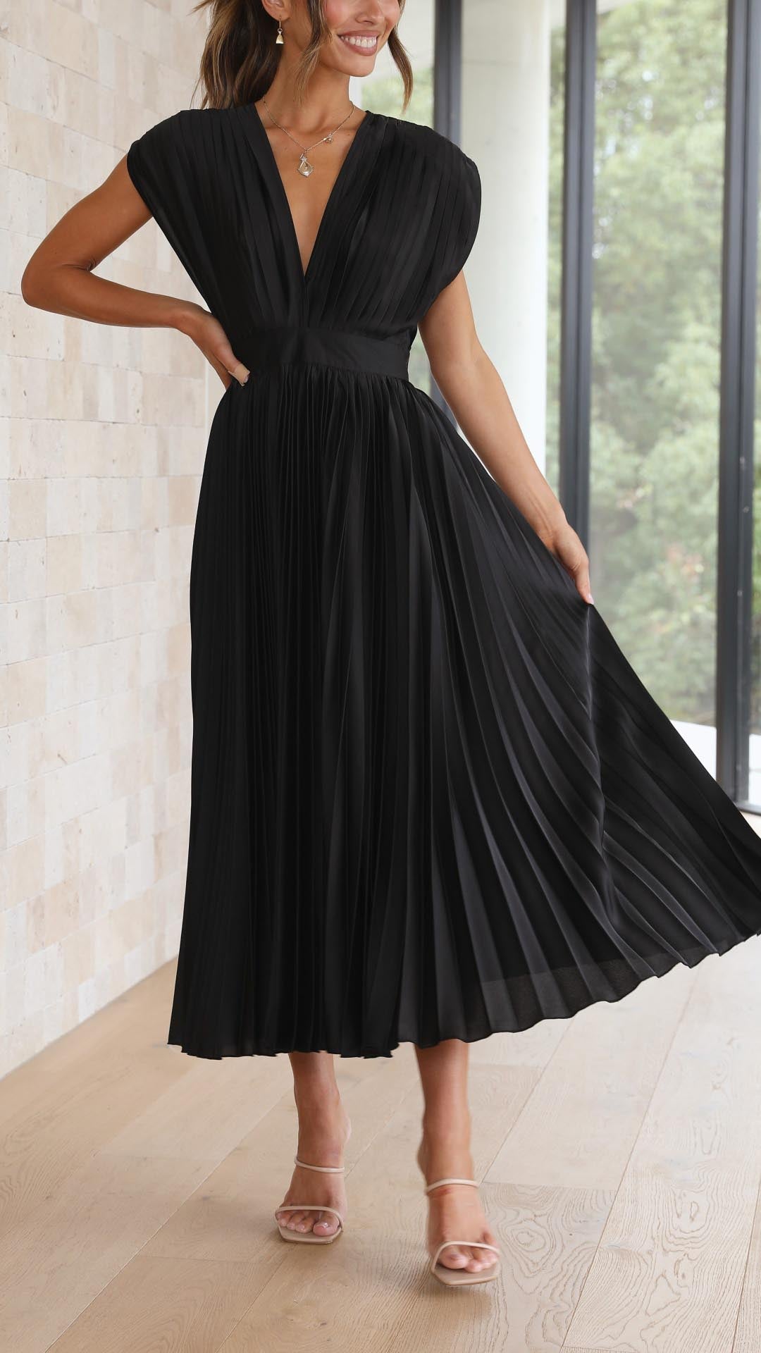 Maria Tijdloze Maxi Jurk met V-hals