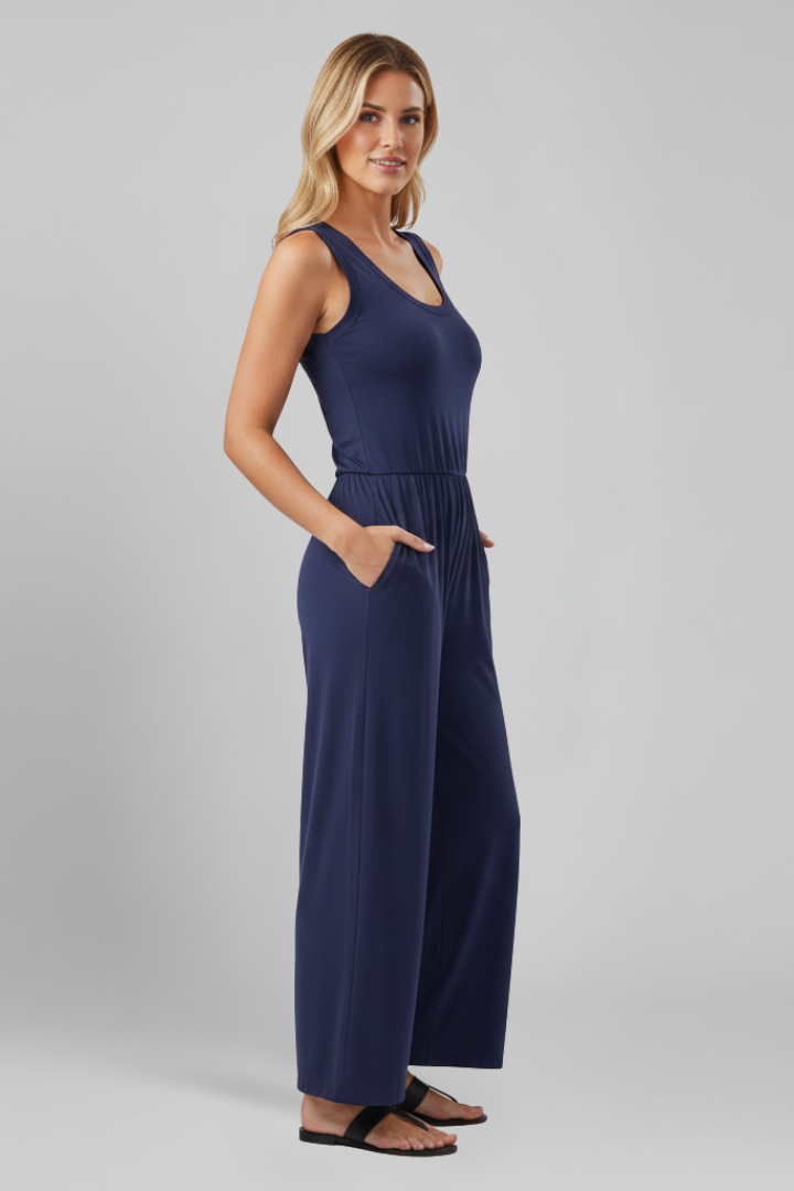 Lily Getailleerde Jumpsuit met Ronde hals