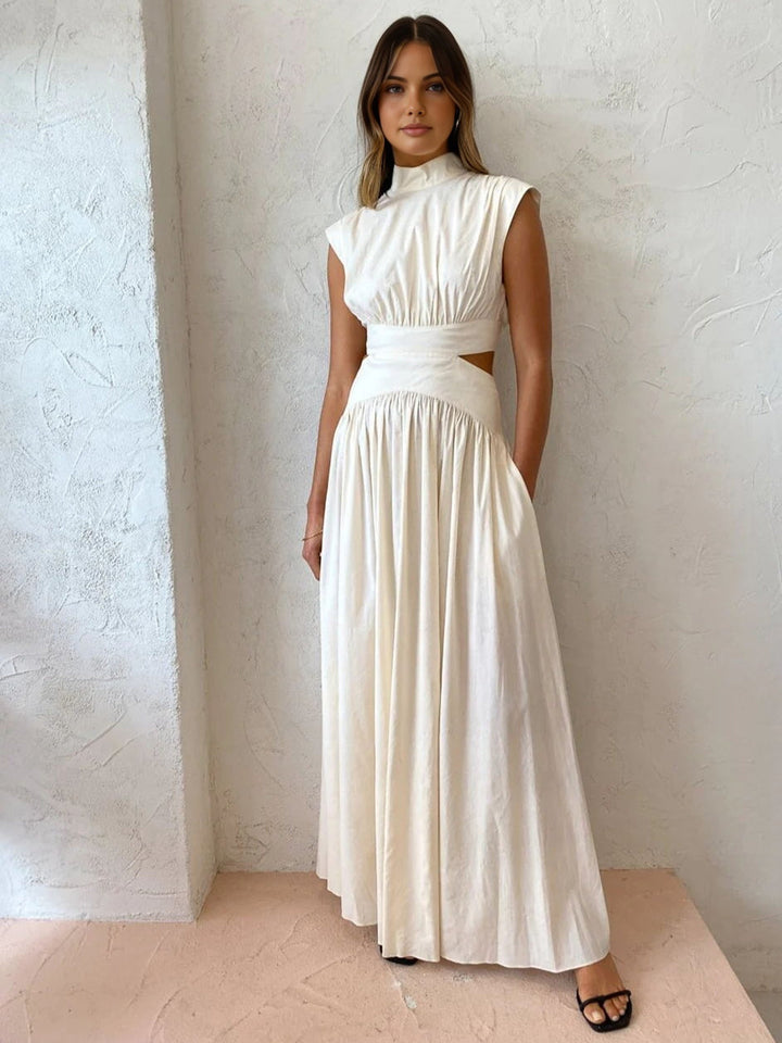 Carlien Stijlvolle Maxi Jurk met Hoge hals