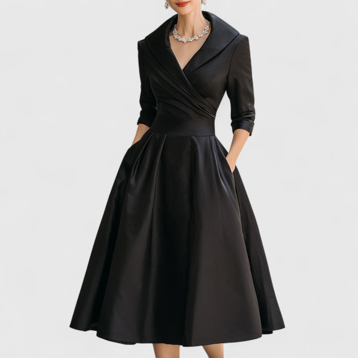 Rianne566 Elegante Midi Jurk met V-hals