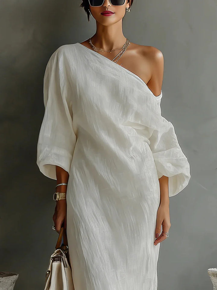 Anastasia Verfijnde Maxi Jurk met One-shoulder