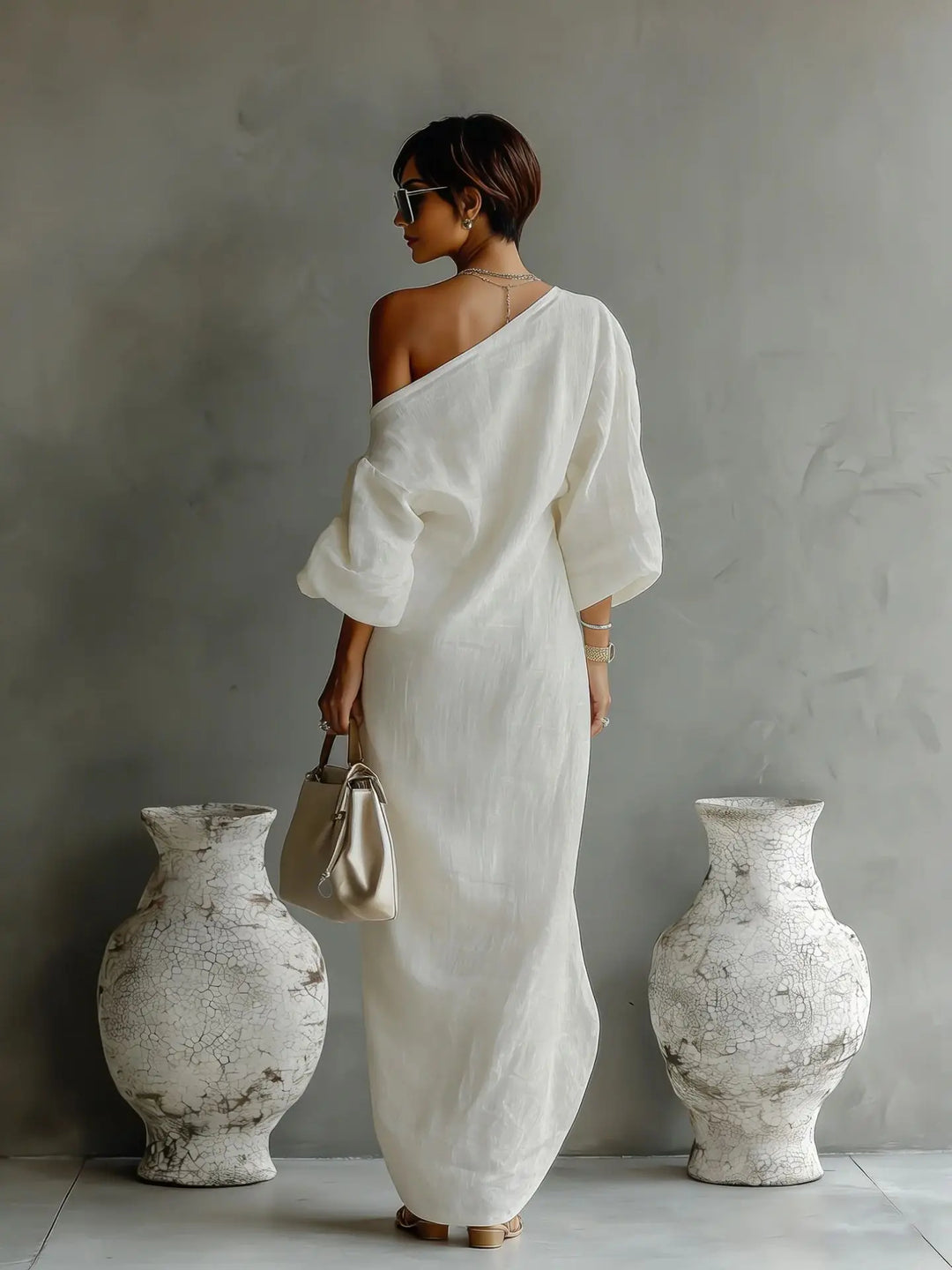 Anastasia Verfijnde Maxi Jurk met One-shoulder