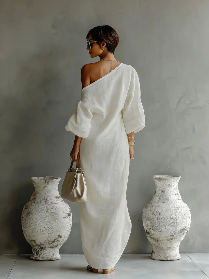 Anastasia Verfijnde Maxi Jurk met One-shoulder