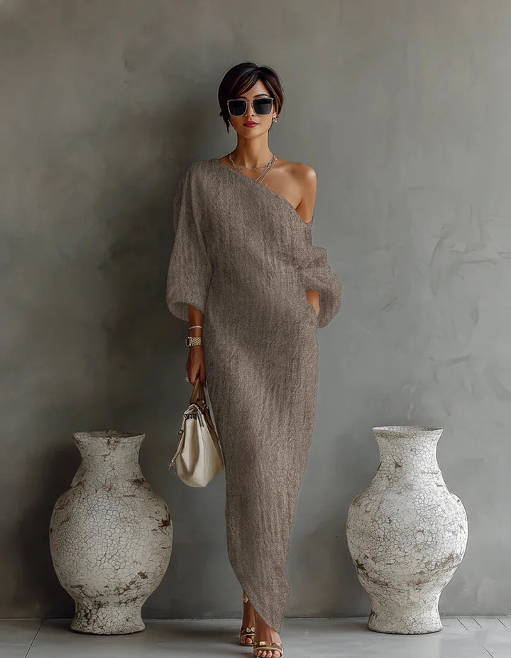 Anastasia Verfijnde Maxi Jurk met One-shoulder