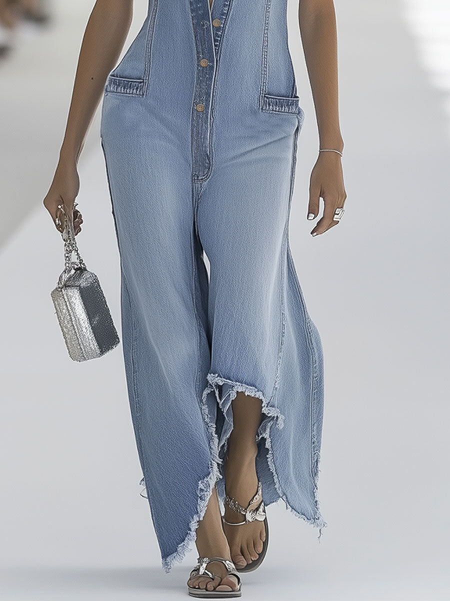 Andromeda Wijde Jumpsuit met Knoopdetails
