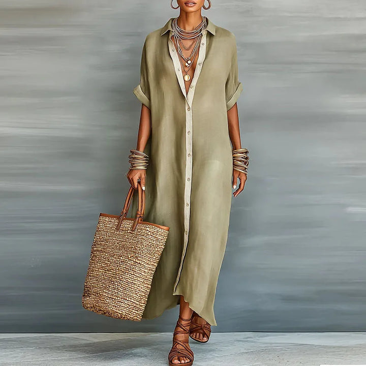 Astoria Tijdloze Maxi Jurk met Knoopdetails