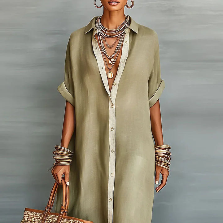 Astoria Tijdloze Maxi Jurk met Knoopdetails
