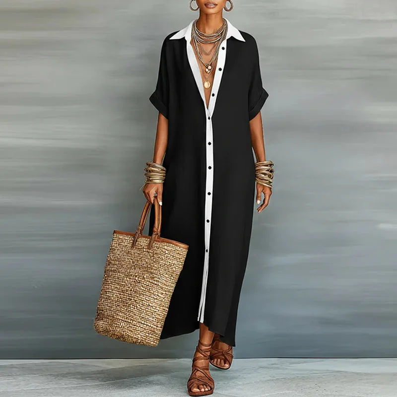 Astoria Tijdloze Maxi Jurk met Knoopdetails