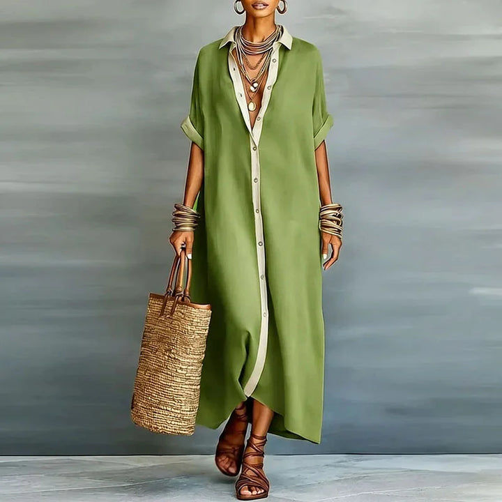 Astoria Tijdloze Maxi Jurk met Knoopdetails