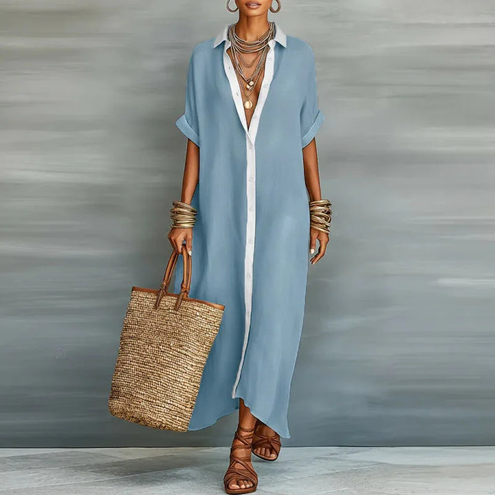 Astoria Tijdloze Maxi Jurk met Knoopdetails