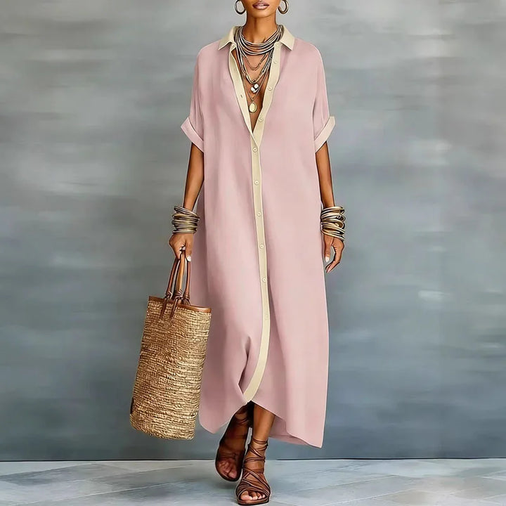 Astoria Tijdloze Maxi Jurk met Knoopdetails